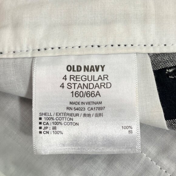 Old Navy Striped Cotton Shorts Black Gray Flat Front Zip Up Belt Loops Size 4 - Picture 14 of 15